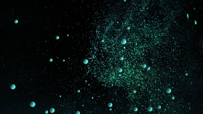 【4K时尚背景】墨绿水泡圆球粒子上升唯美
