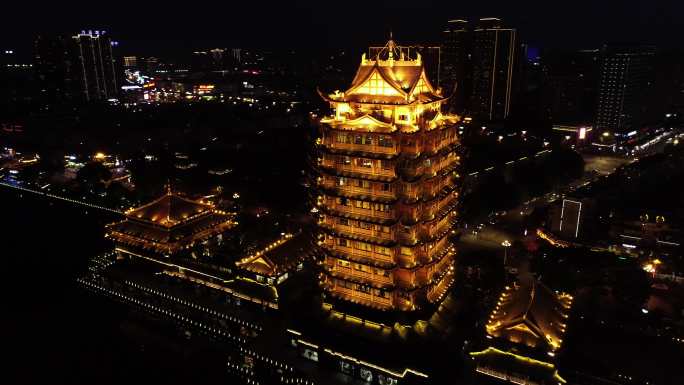 眉山远景楼夜景近景