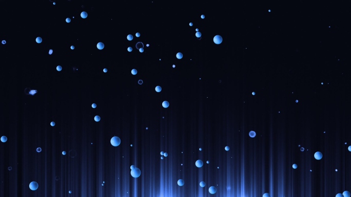 【4K时尚背景】蓝色圆球粒子光线光晕暗蓝