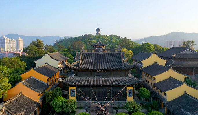 浙江温州瑞安隆山公园隆山寺素材4K