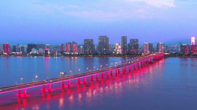温州瓯海大桥夜景悟2航拍-4k