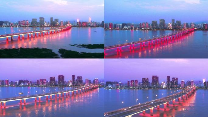 温州瓯海大桥夜景悟2航拍-4k