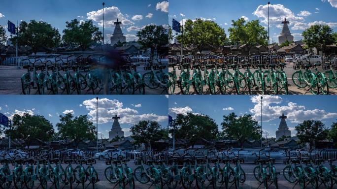 【4K】白塔寺远街景-日景移动延时