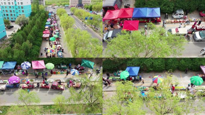 街边菜市场、农贸市场航拍