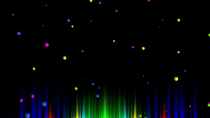 【4K时尚背景】五彩光线彩虹球体粒子上升