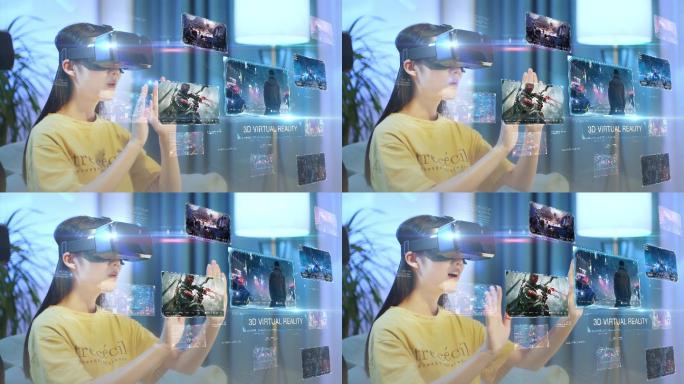 4K素材VR眼镜展示虚拟触摸屏幕