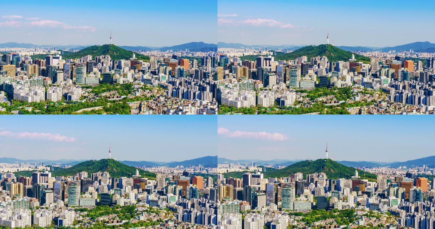 鸟瞰首尔市中心的城市景观
