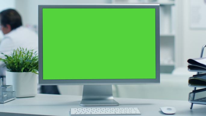 绿色屏幕显示器的特写镜头