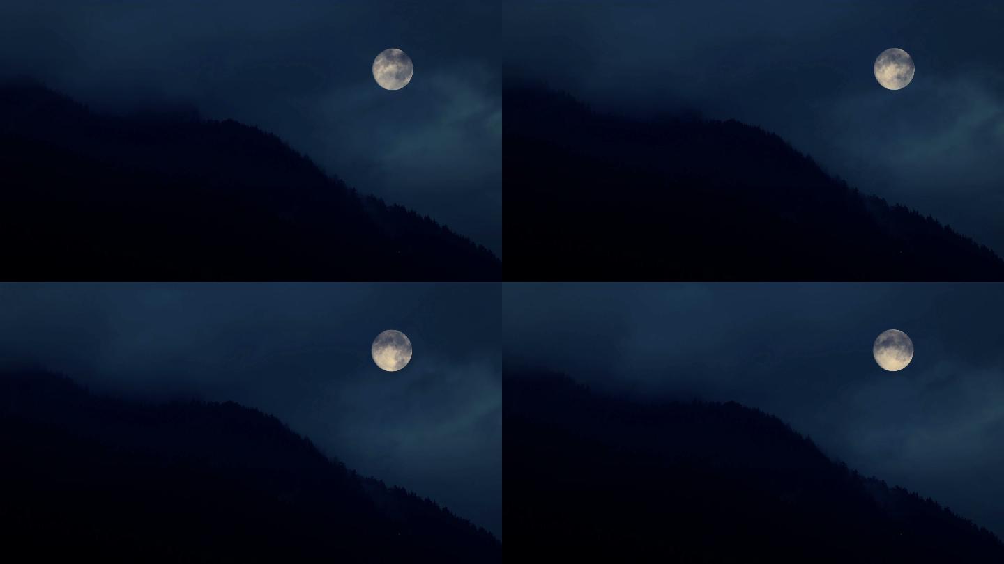 在荒野里，满月在天空中
