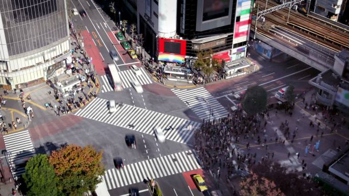 东京涩谷口岸人行道日本文化拥挤