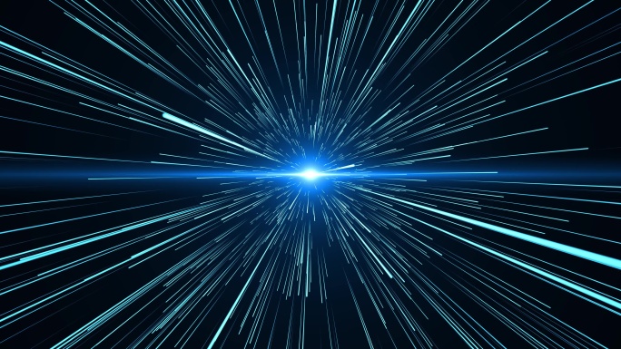 【4K】蓝色粒子光线隧道