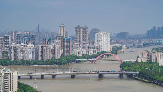广州一河三桥延时视频
