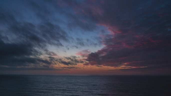 鄂霍次克海海平面大海风云风浪海上日落延时