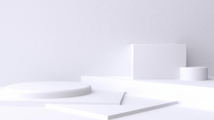 白色场景墙地板最小空白空间几何三维渲染