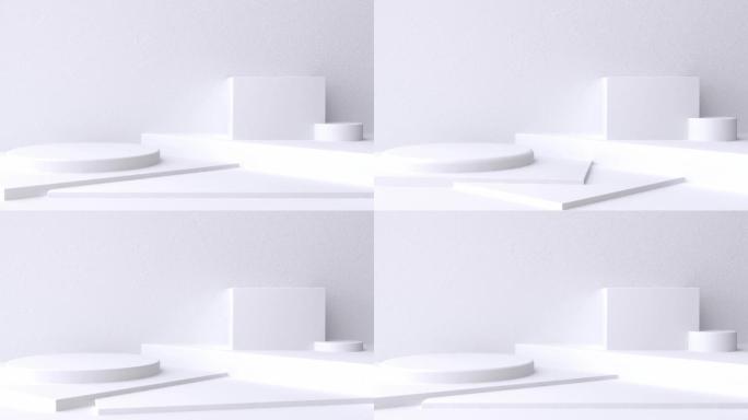 白色场景墙地板最小空白空间几何三维渲染