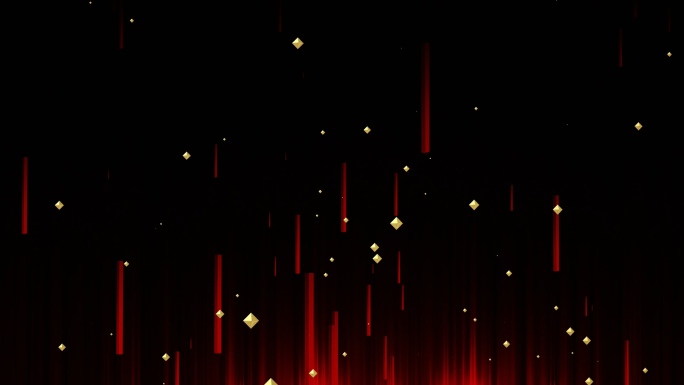 【4K时尚背景】华丽黑红金星3D粒子上升