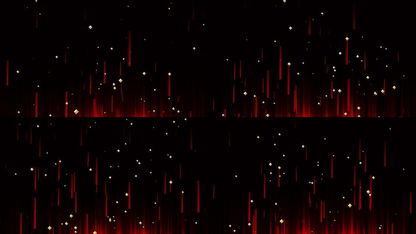 【4K时尚背景】华丽黑红金星3D粒子上升