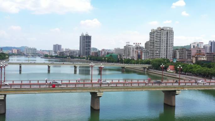 韶关武江大桥与西河大桥韶关城市航拍