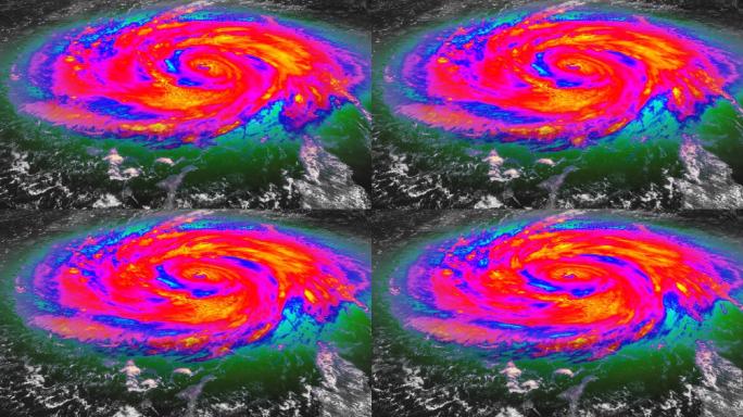 飓风红外卫星视图飓风风暴时间流逝雷达