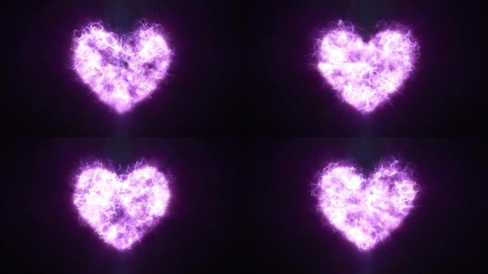 紫色浪漫爱心循环视频