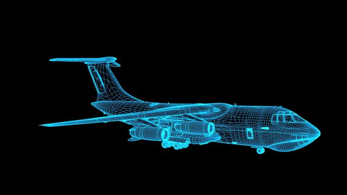 【原创】蓝色科技大型运输飞机动画带通道