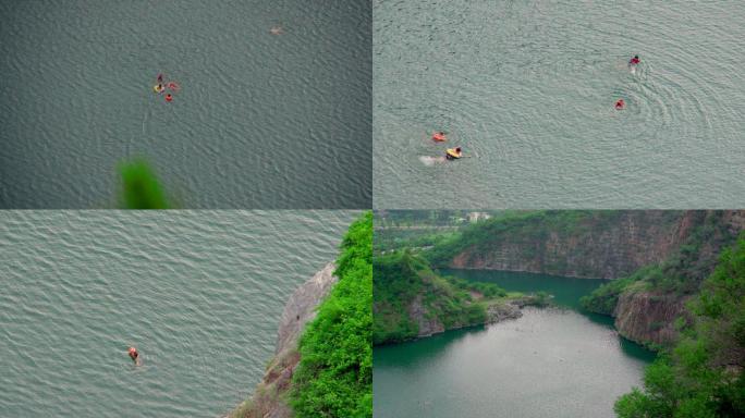 水库野泳安全教育实拍素材