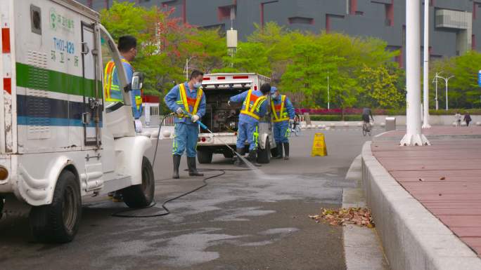 洗地环境卫生扫马路清洁环保保护环境环卫工