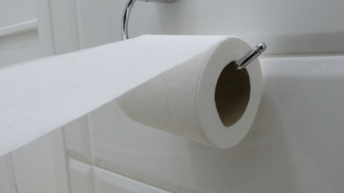挂在浴室墙上的卫生纸