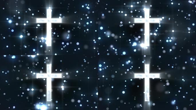 粒子光斑十字架发光循环视频