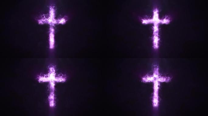 紫色时尚简约十字架循环视频