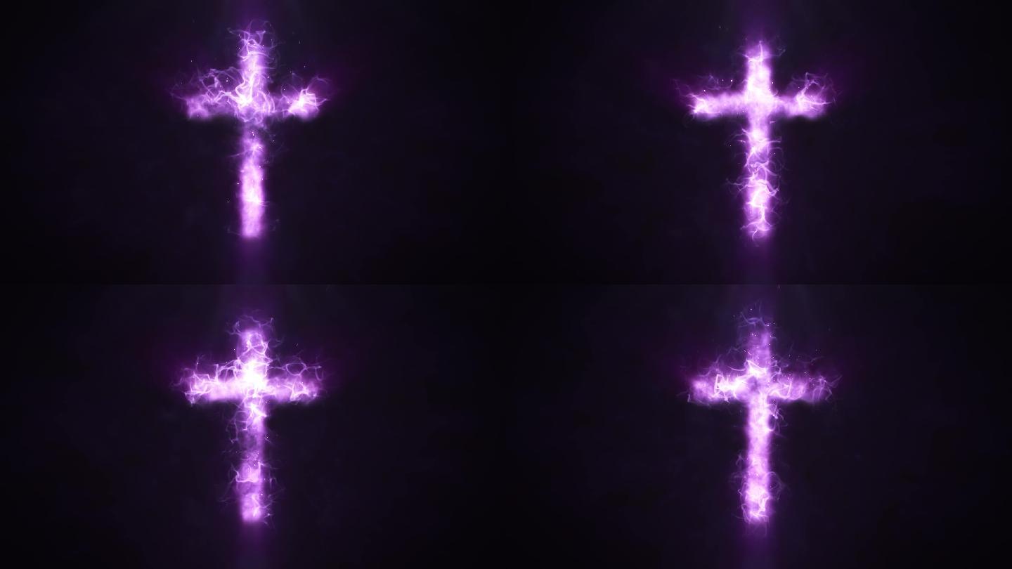 紫色时尚简约十字架循环视频
