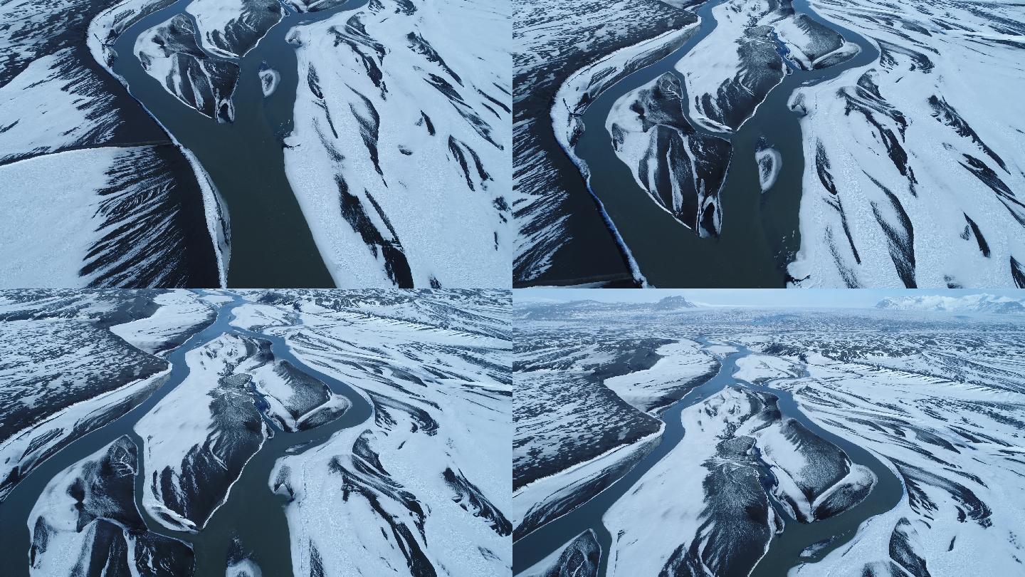 冰川与河流的鸟瞰图