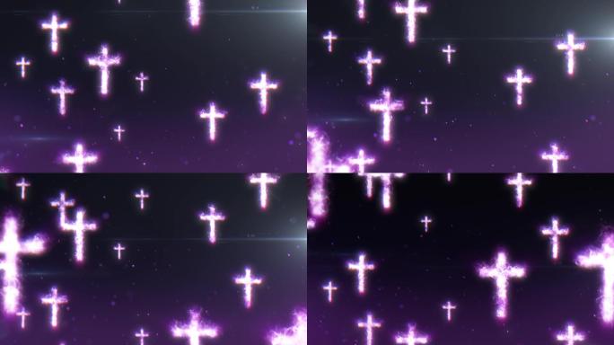 紫色火焰十字架上升循环视频