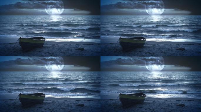 夜晚海上的月光
