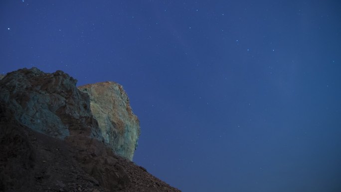 山坡夜晚星空延时素材