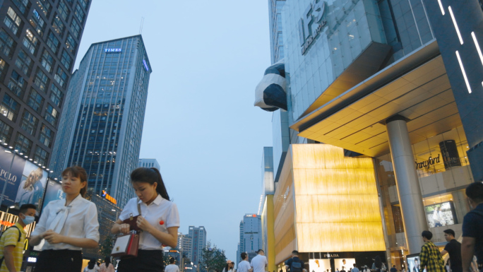 成都春熙路IFS夜景升格素材