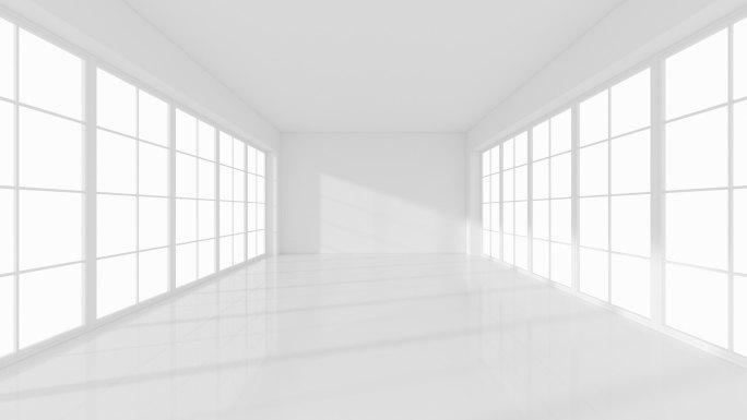 白色空房间3D渲染