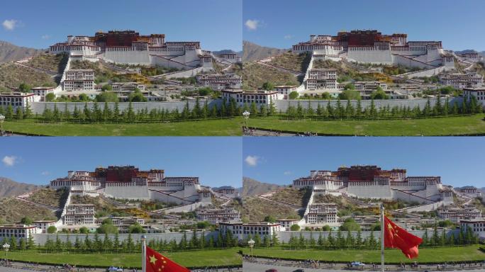 45、布达拉宫航拍广场旗织西藏