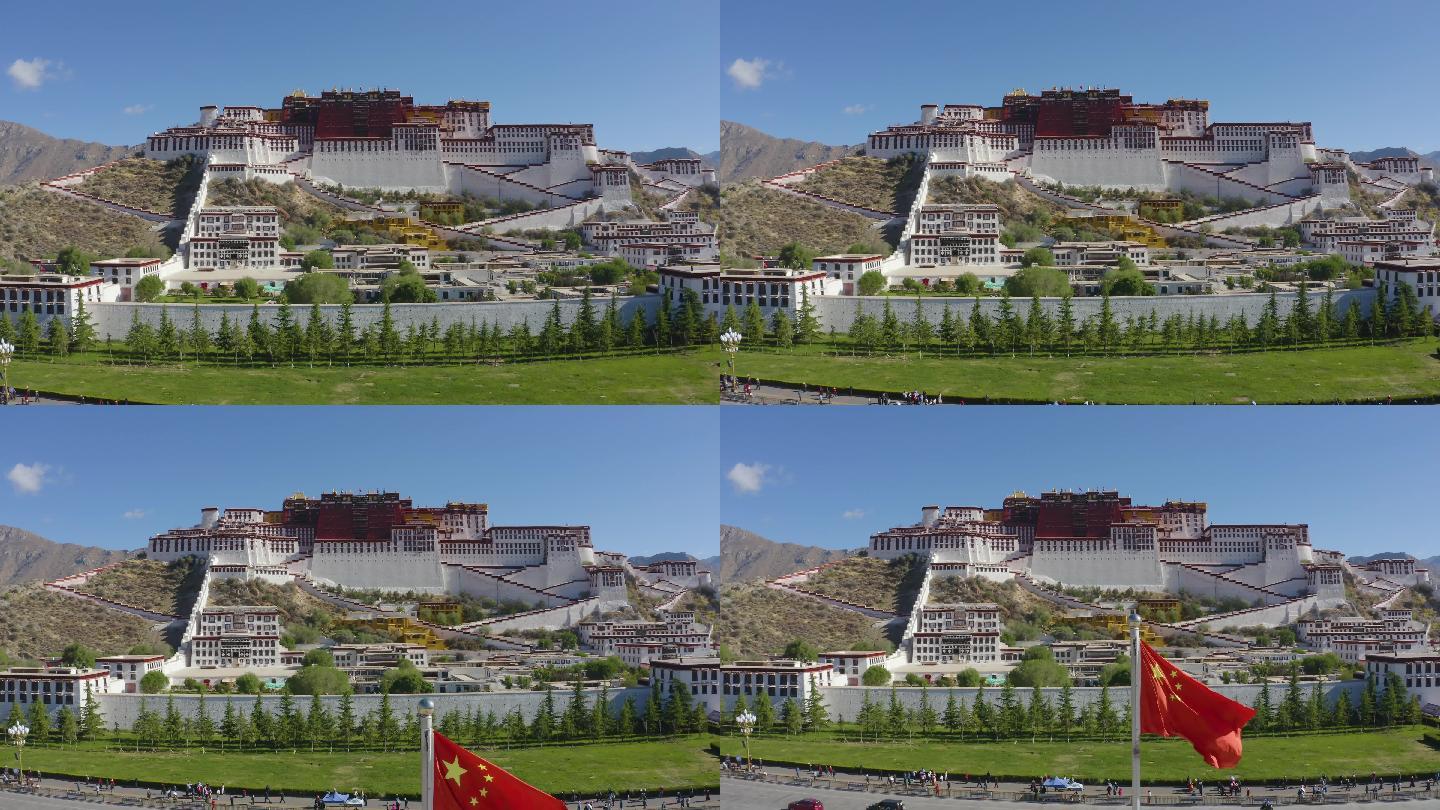 45、布达拉宫航拍广场旗织西藏