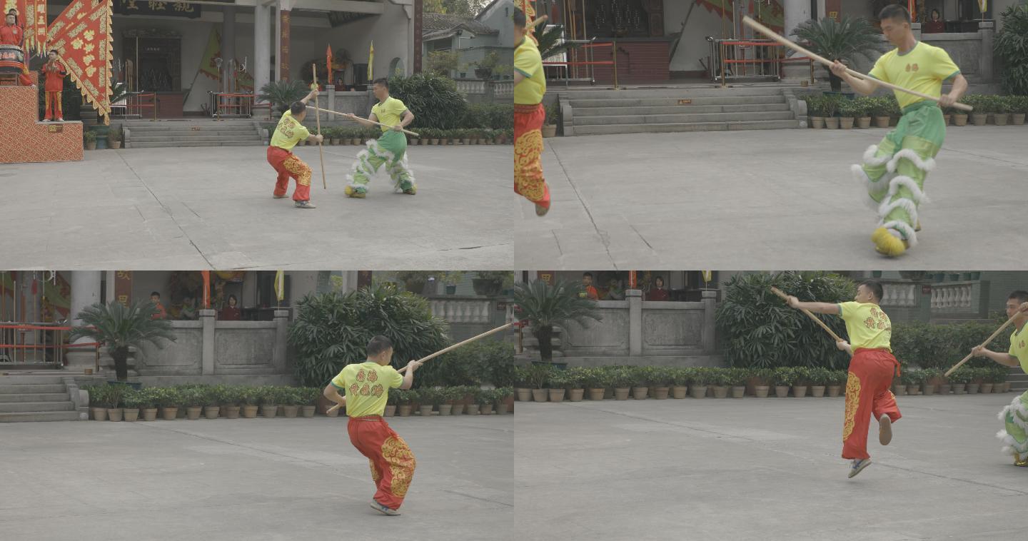 黄飞鸿狮艺武术馆长棍对打表演