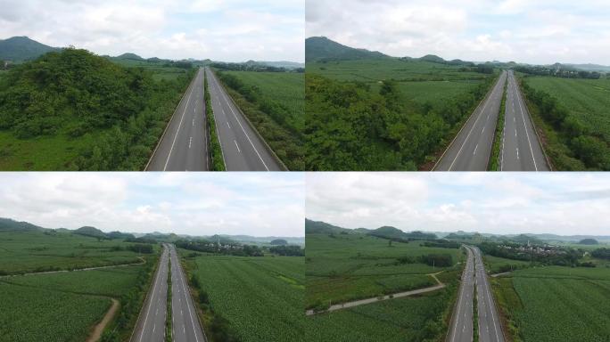 4K高速公路航拍绿色生态大山07