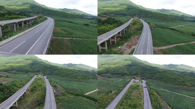 4K高速公路航拍绿色生态大山03