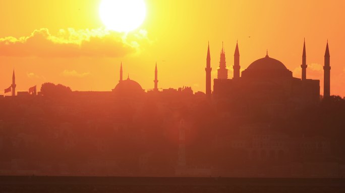伊斯坦布尔清真寺日落