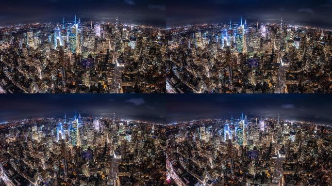 美国纽约市曼哈顿市中心夜景