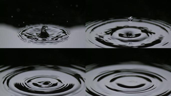 宏观拍摄显示水滴掉落水面