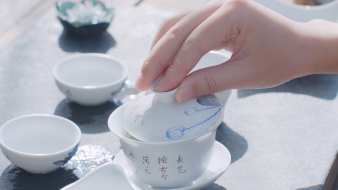 东方女性泡茶冲茶茶道茶韵唯美意境