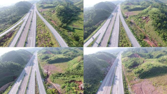 4K高速公路航拍绿色生态大山10