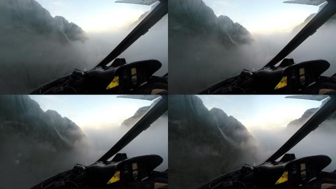 穿越山脊时从直升机上看到的景色