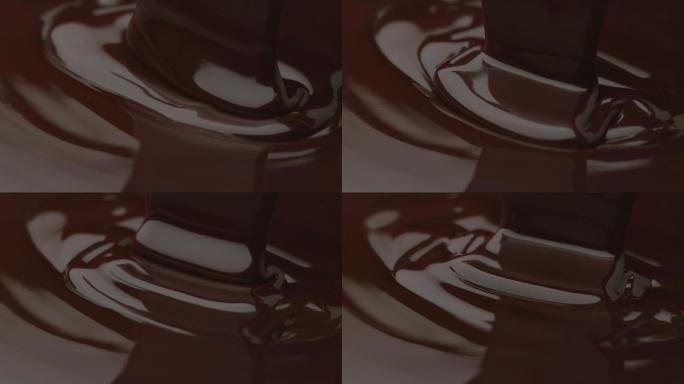 巧克力酱倾倒慢镜头