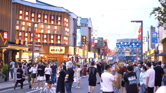 4k苏州淮海路夜景人流